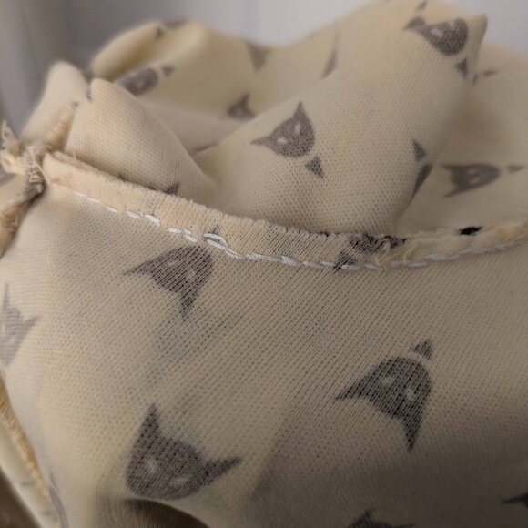 vintage cream 70s disco secretary blouse with black cat print - Picture 5 of 7